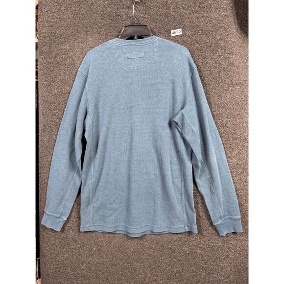 Duluth Trading Co. Burly Thermal Henley Shirt Mens Size L Trim Fit Waffle Knit - Picture 2 of 6